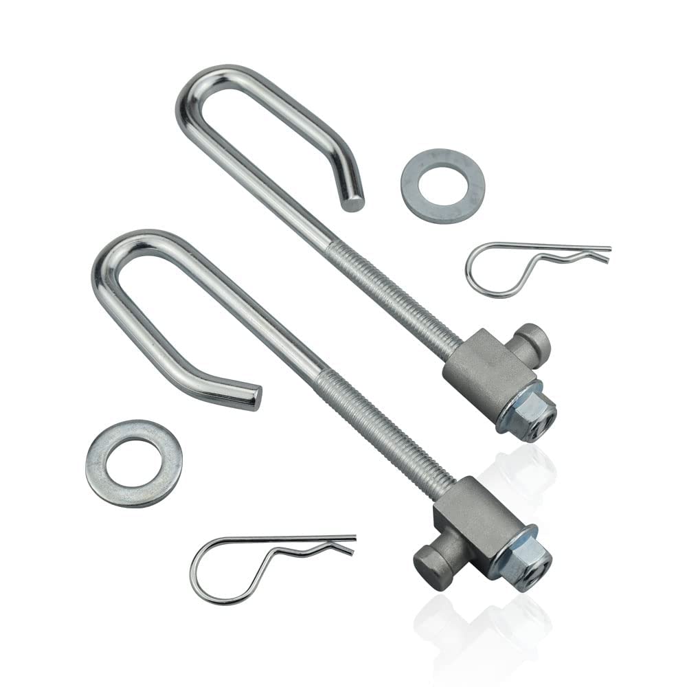 Huthbrother deck lift hanger set ready for two-sided mower deck alignment