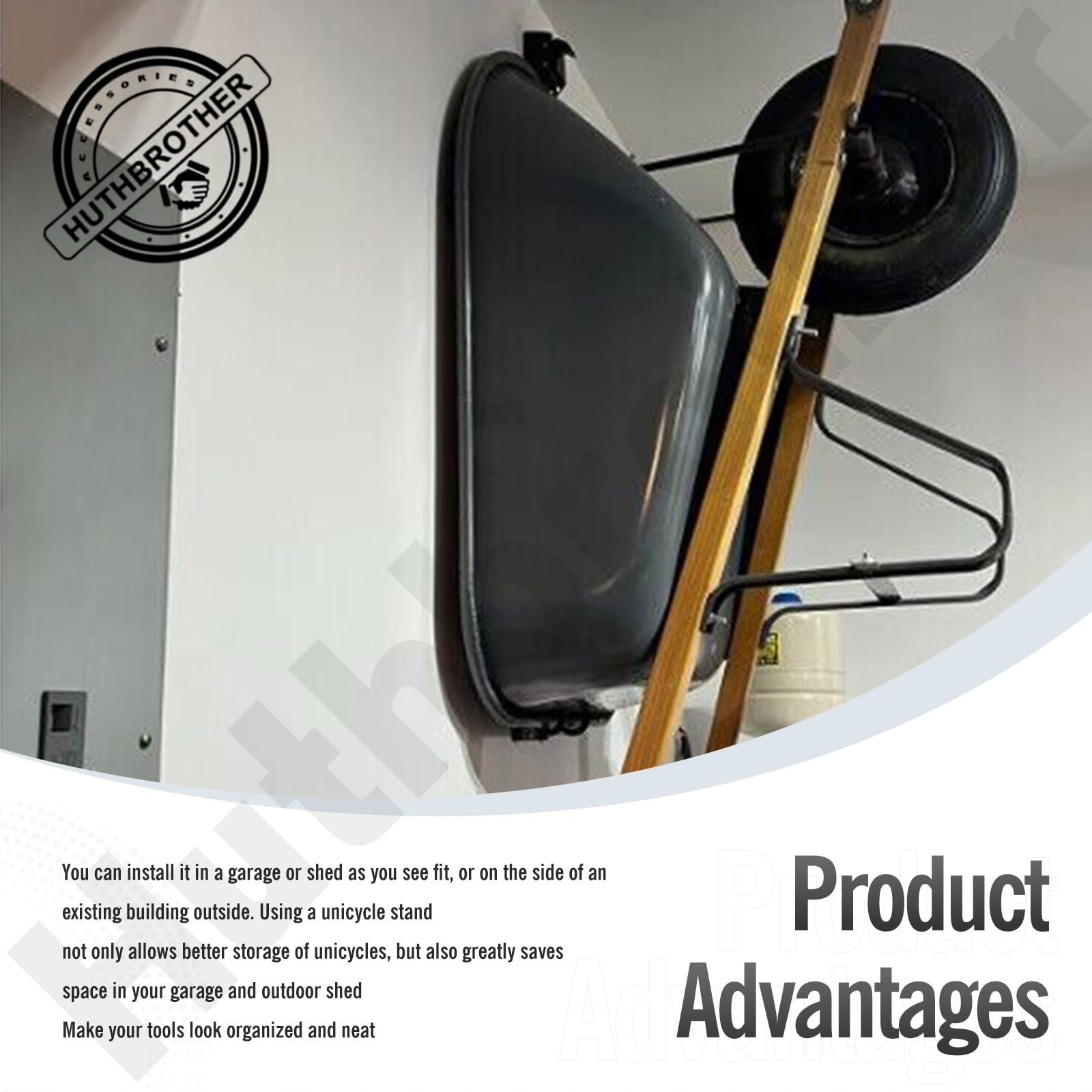 Huthbrother outdoor-indoor-use bracket mounted on wall saves space.