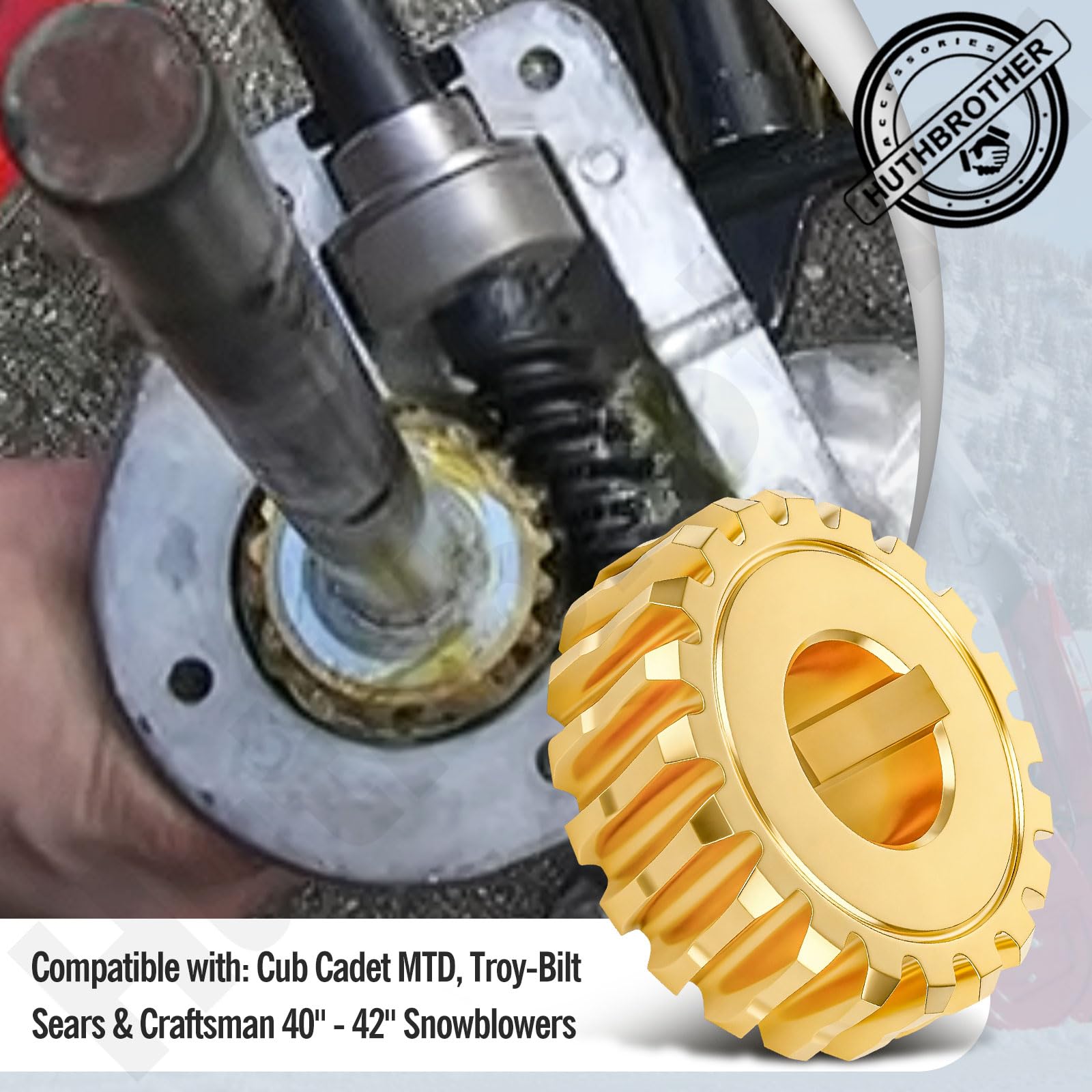 Huthbrother worm gear 717-0528 provides reliable torque for Cub Cadet and Craftsman snowblowers.