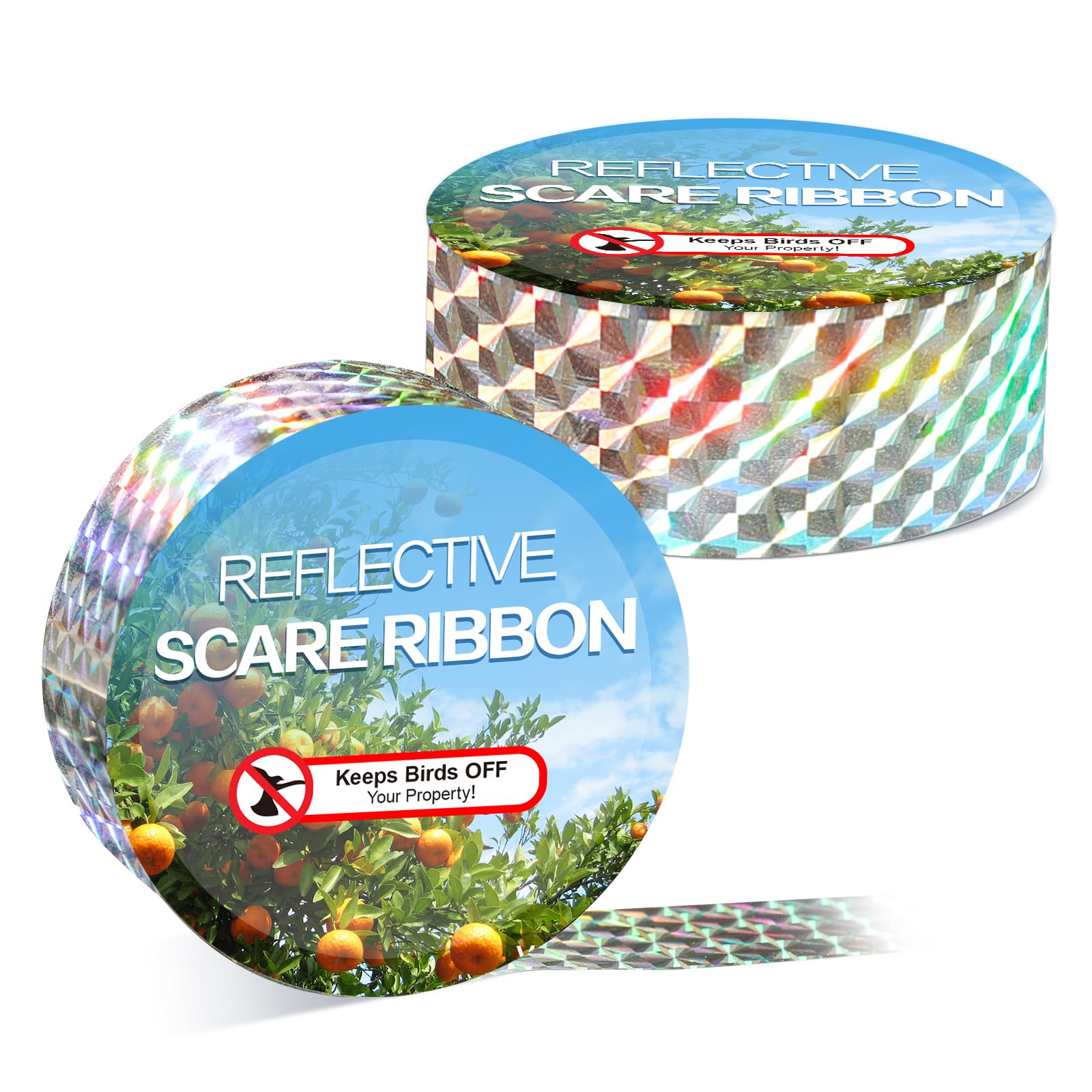 Hutisyoe Bird Scare Tape Reflective 524ft deters birds with sun glare and wind flashes.