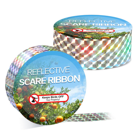 Hutisyoe Bird Scare Tape Reflective 524ft deters birds with sun glare and wind flashes.