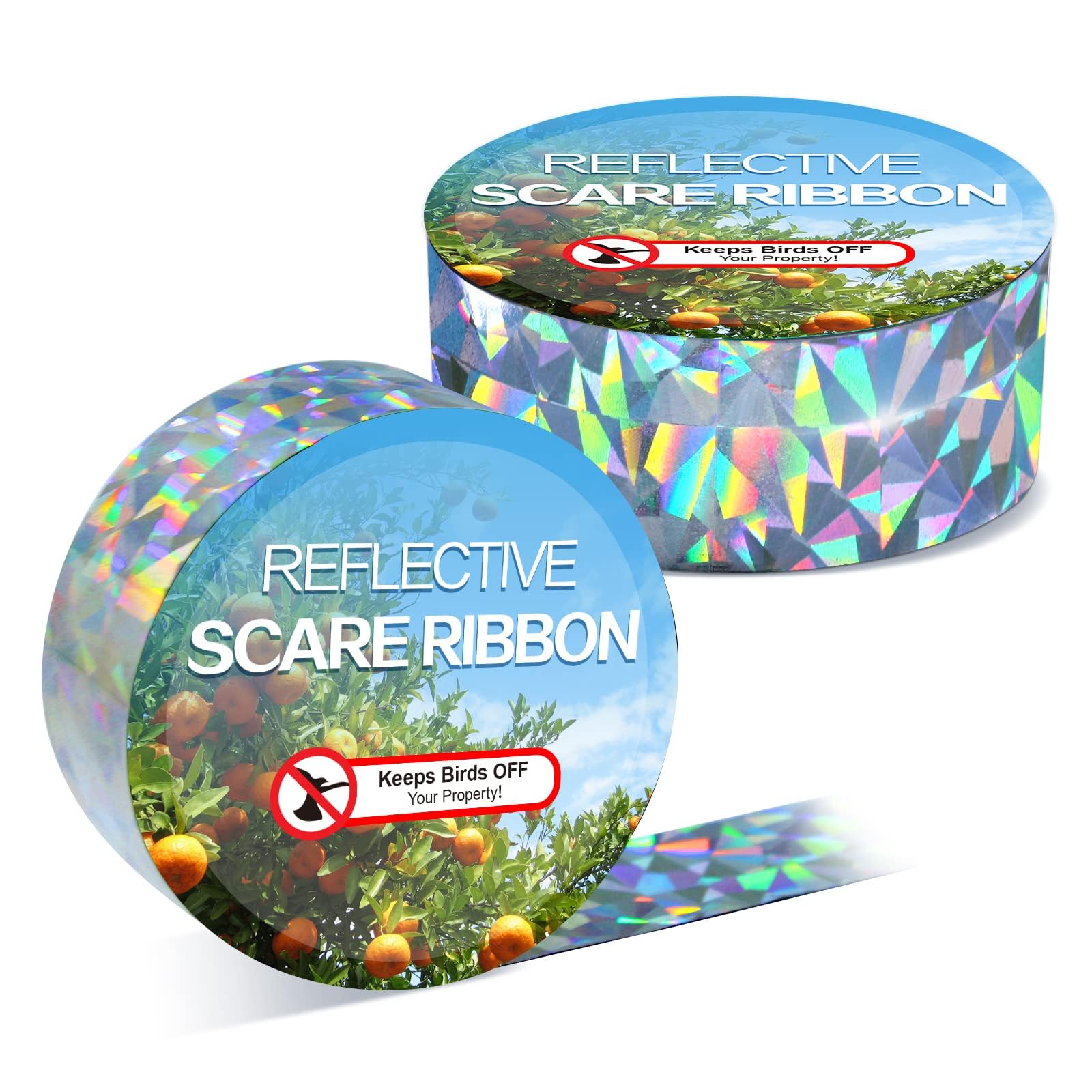 Hutisyoe bird scare tape reflective deters birds outdoors with flashing visibility.