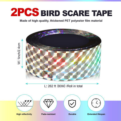 Hutisyoe Bird Scare Tape Woodpecker Deterrent deters woodpeckers from walls safely.
