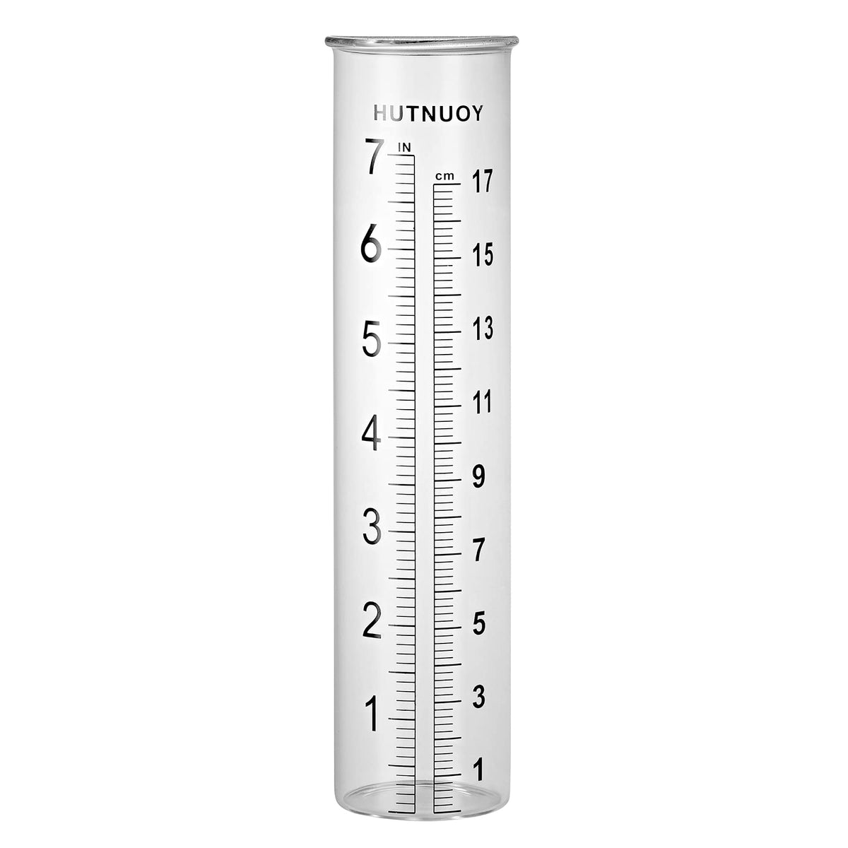 HUTNUOY 7inch capacity rain gauge tube with clear markings for easy outdoor readings