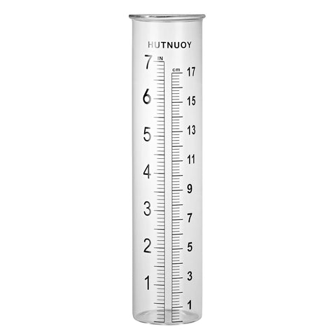 HUTNUOY 7inch capacity rain gauge tube with clear markings for easy outdoor readings