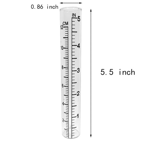 HUTNUOY glass rain gauge tube close-up showing clear calibration marks