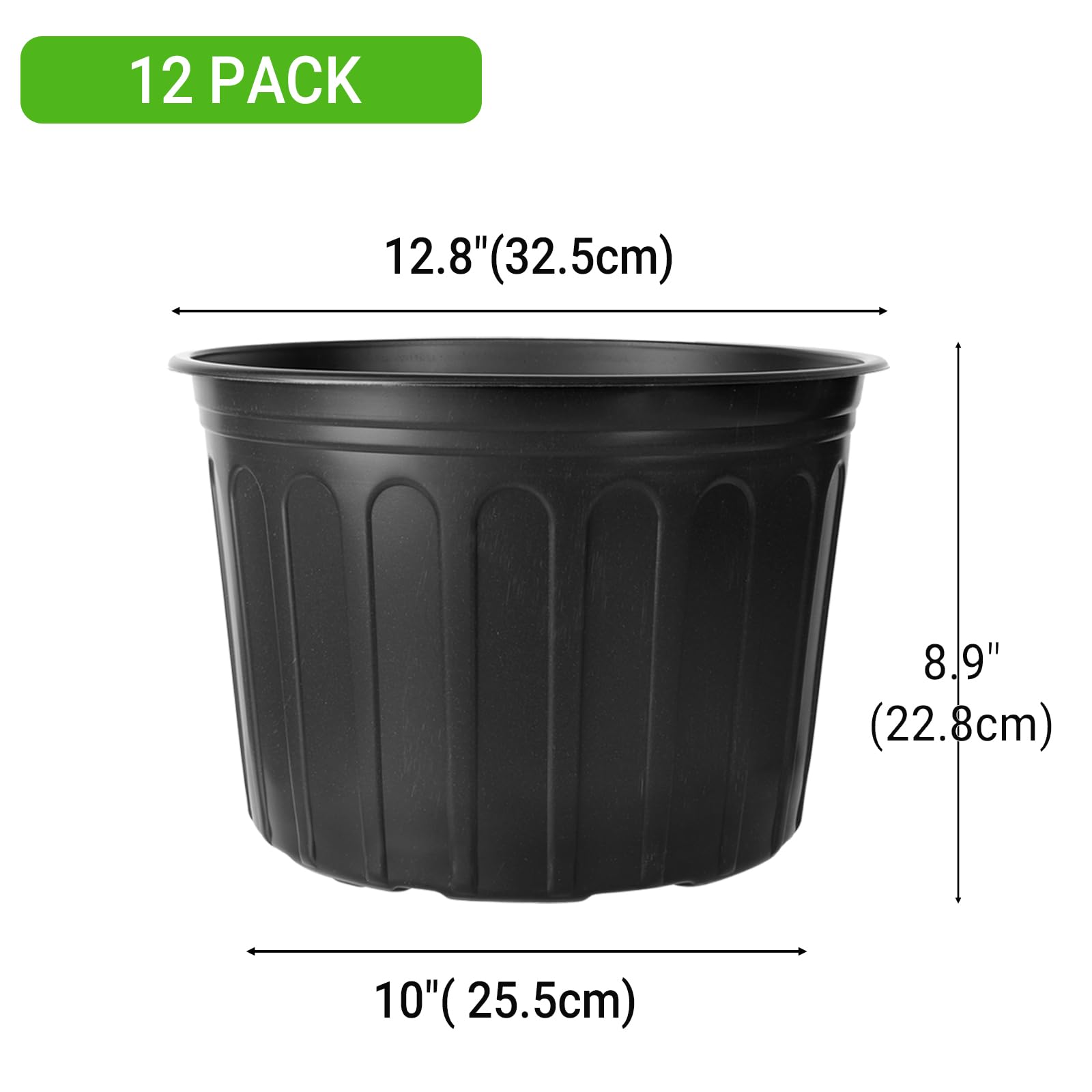 Huvai nursery pots top view showing reinforced rim for easy handling and stacking