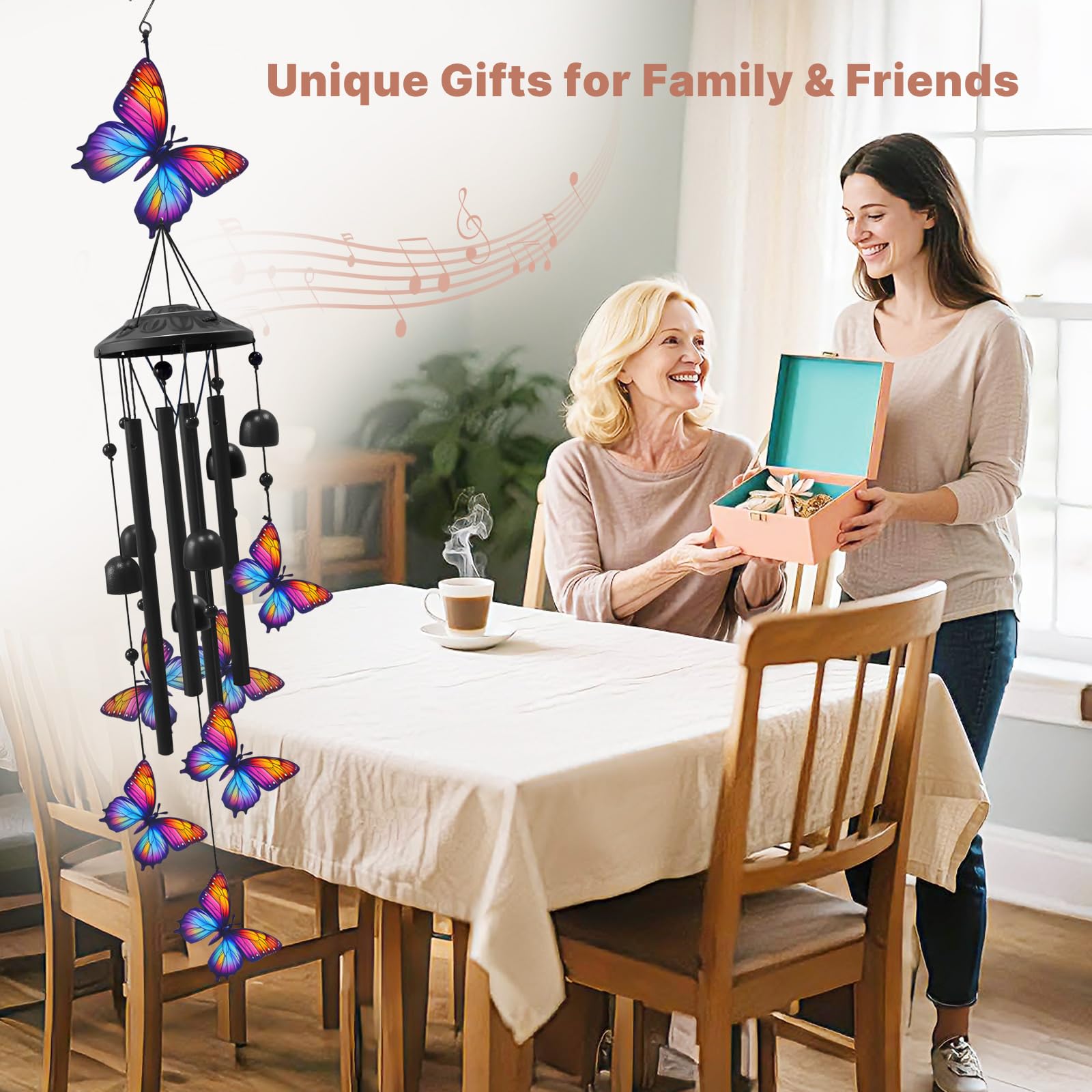 HUVNSOCH wind chime bells and beads create delicate shimmer and tone