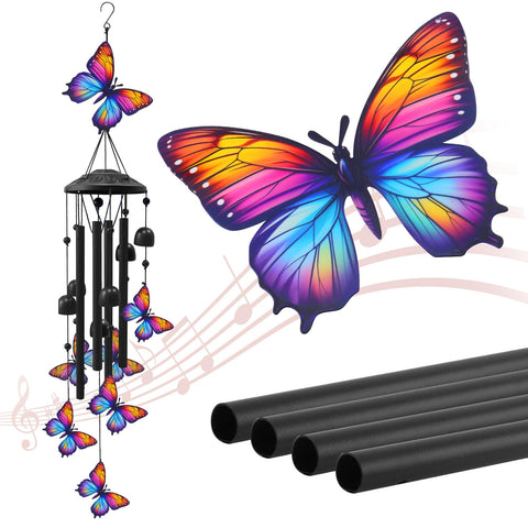 HUVNSOCH butterfly wind chime main butterfly with graceful movement and soft outdoor tones