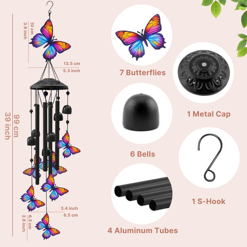 HUVNSOCH wind chime small butterflies fluttering detail and motion