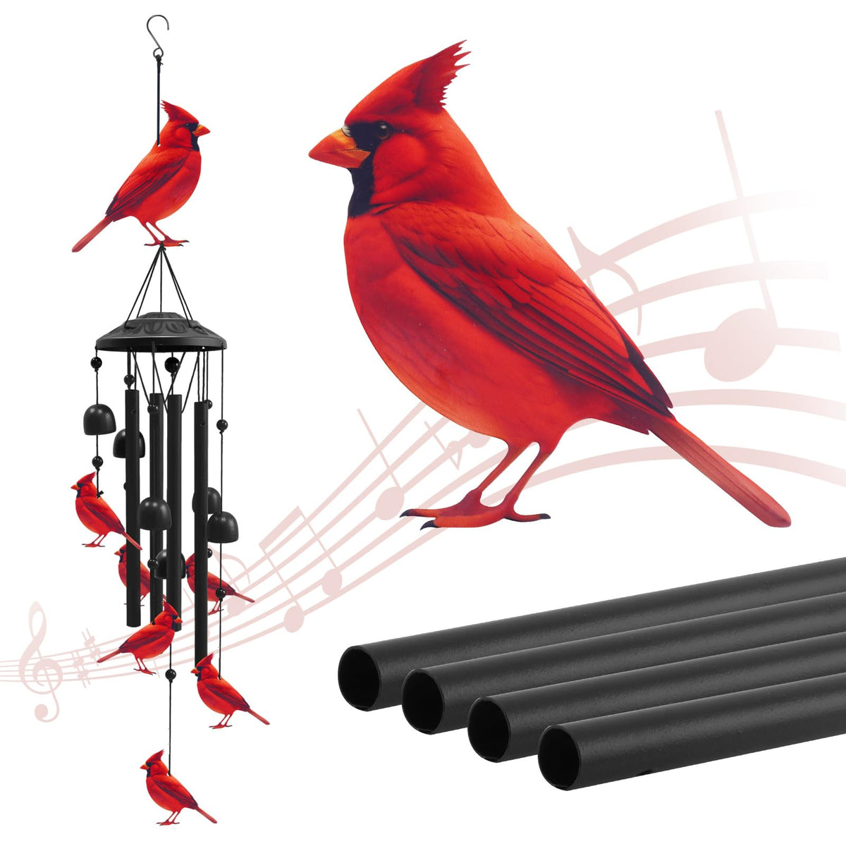 HUVNSOCH Cardinal wind chimes outdoor main cardinal for serene backyard ambience