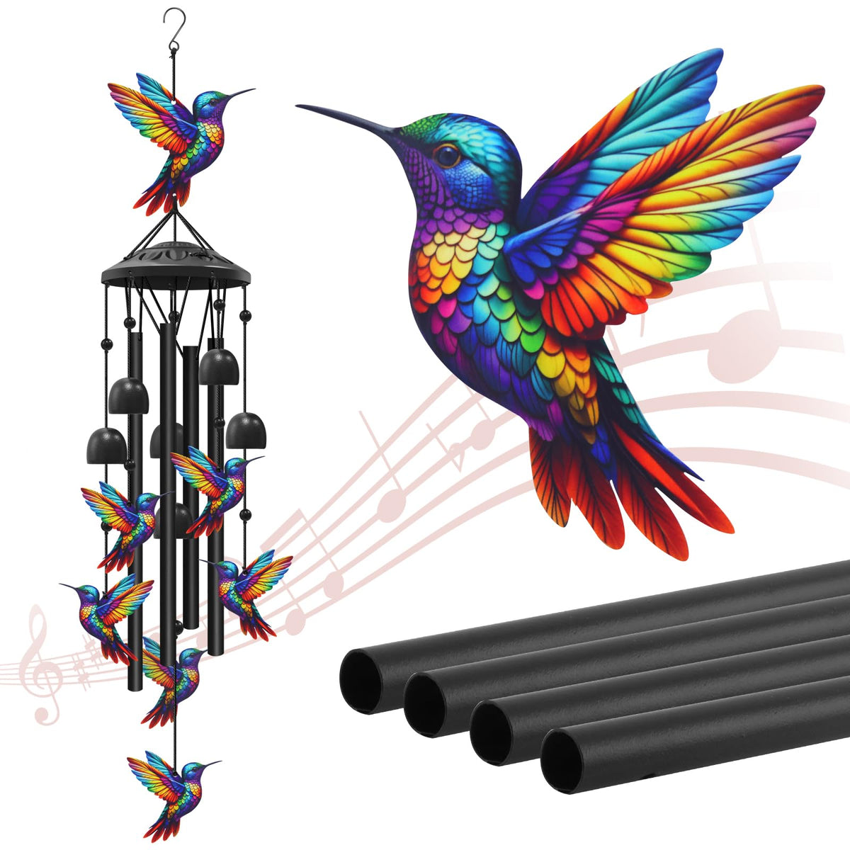 HUVNSOCH hummingbird wind chimes main hummingbird enhances garden decor with tranquil tones