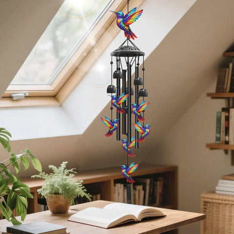 HUVNSOCH hummingbird wind chimes outdoor decor withstands sun and rain over time