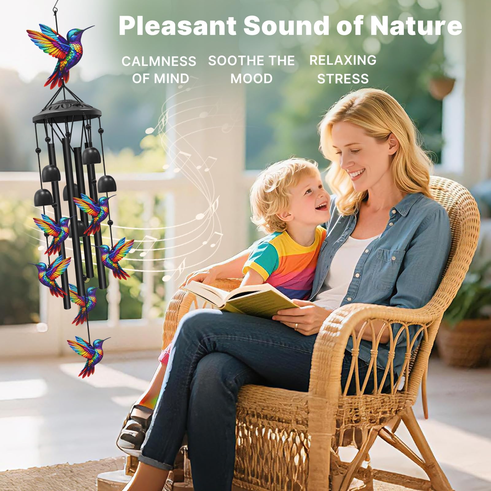 HUVNSOCH hummingbird wind chimes S hook enables easy hanging
