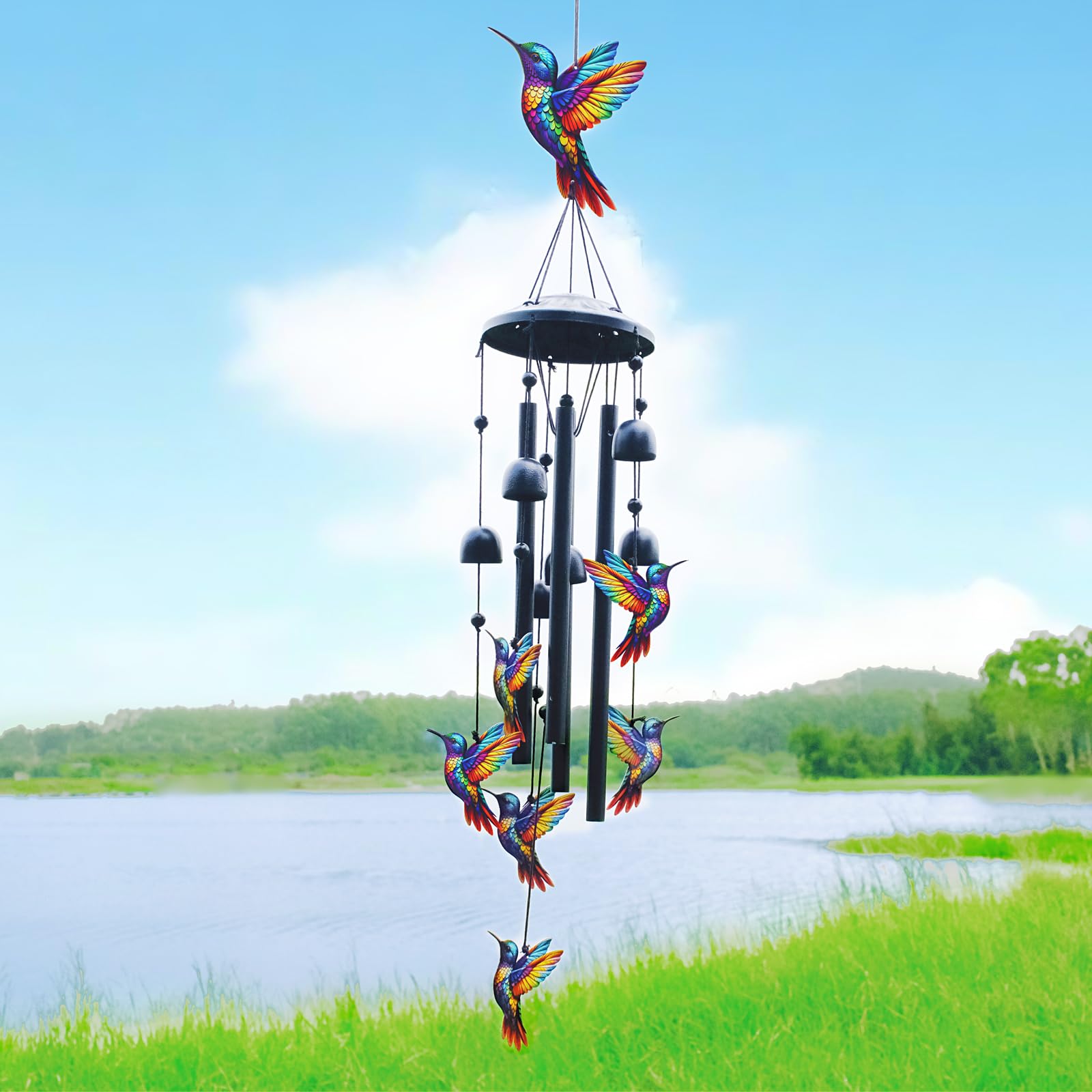 HUVNSOCH hummingbird wind chimes six small hummingbirds add visual charm and sound