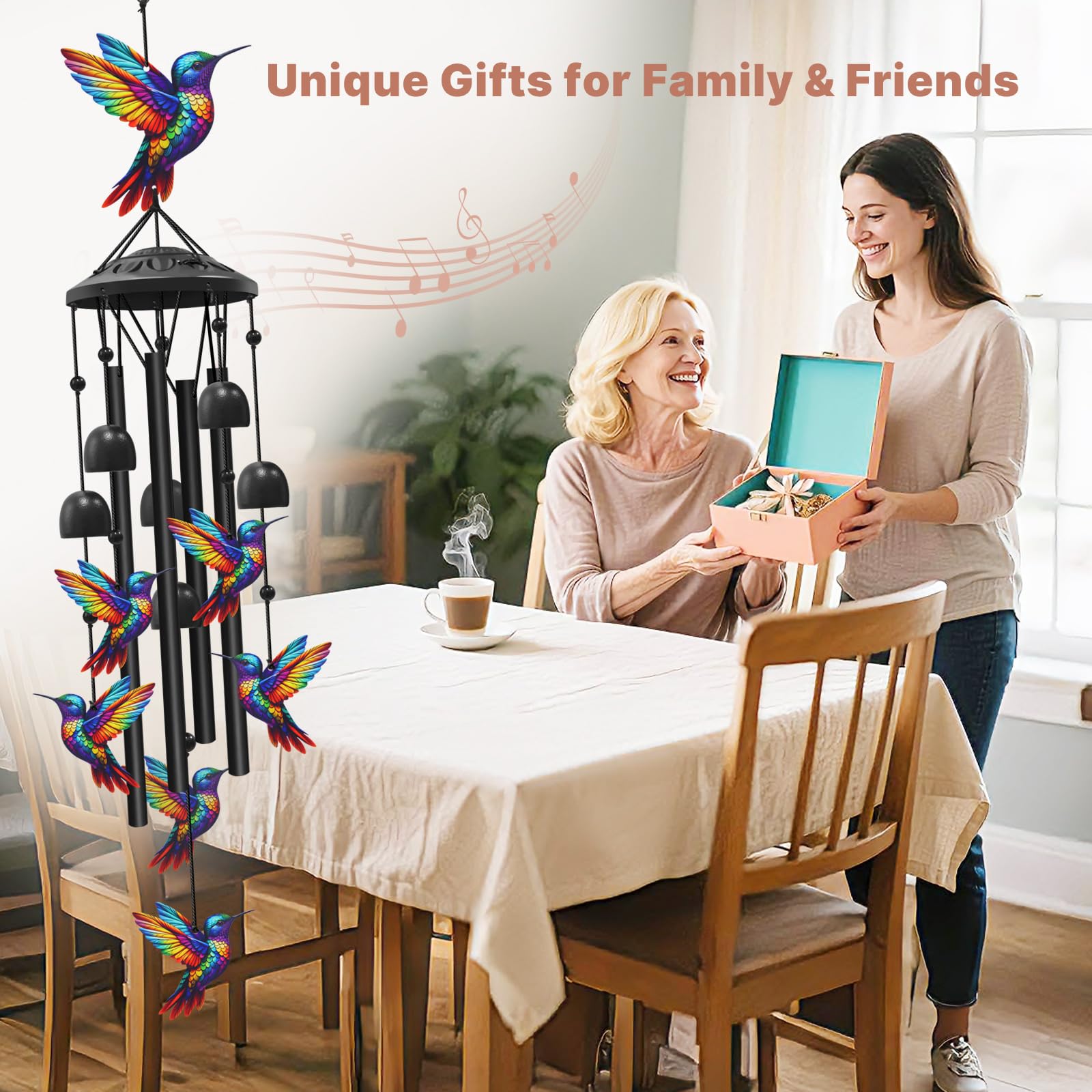 HUVNSOCH hummingbird wind chimes top ornament accentuates outdoor decor