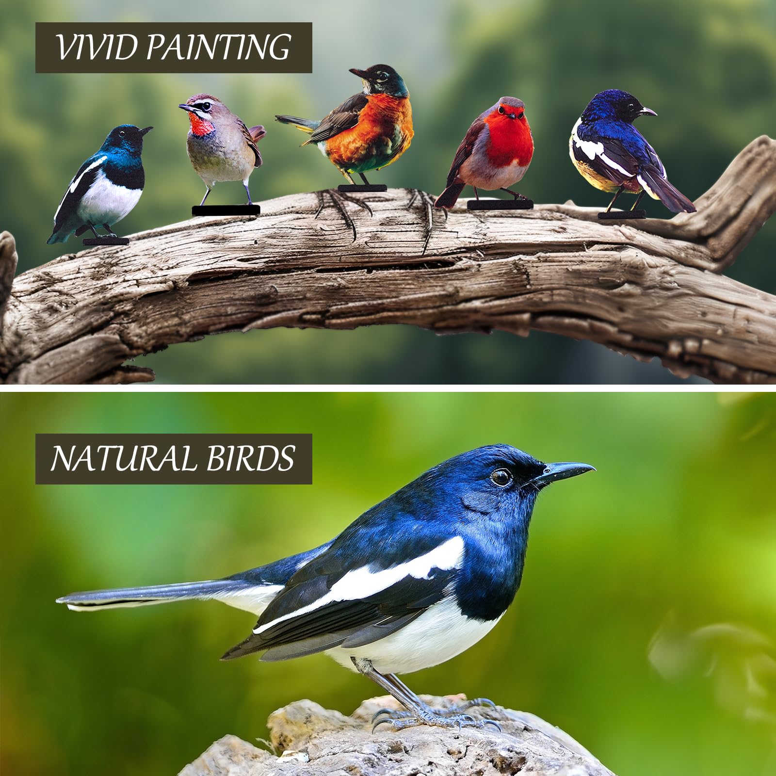 HUYIENO painted metal bird sculpture adds whimsy to garden walls.