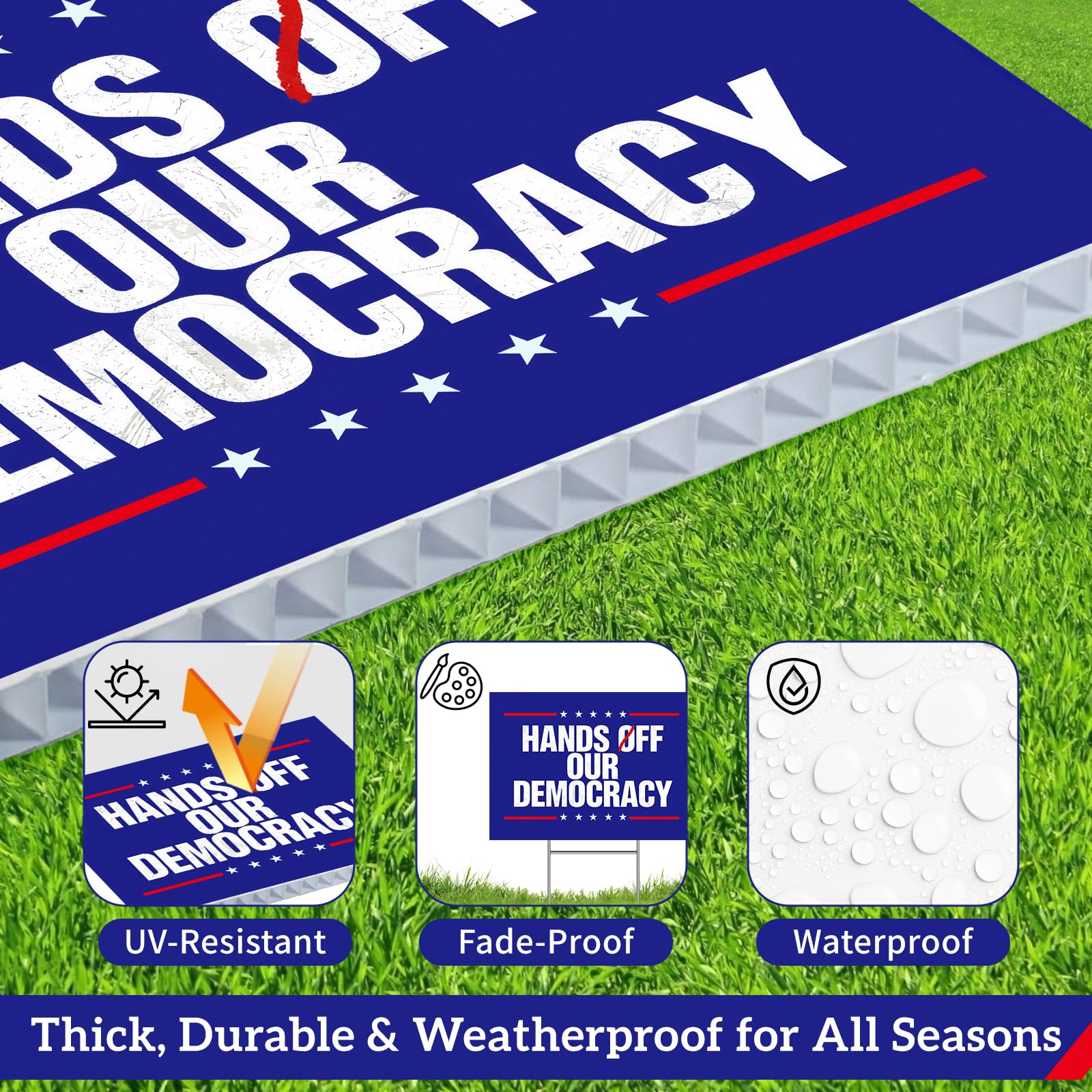HUYTDK Yard sign material 4mm weatherproof corrugated plastic resists rain and sun fading.