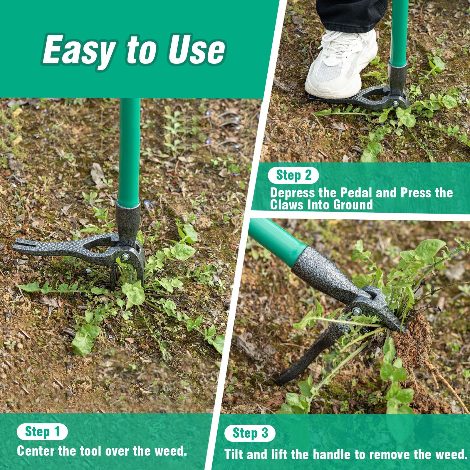 HUZSV adjustable-length handle for comfortable, ergonomic weeding