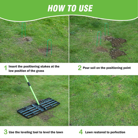 HUZSV green positioning stakes ensure precise leveling alignment.