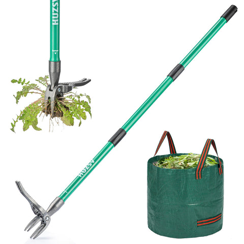 HUZSV weed puller with long handle enables standing weeding for easier lawn maintenance