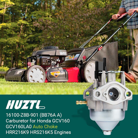 Huztl compatibility chart showing auto choke fit for GCV160 engines