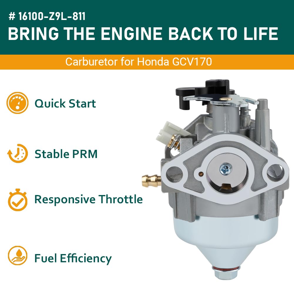 HUZTL GCV170LA carburetor front view with complete components