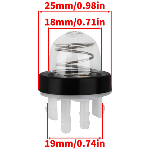 Dimension chart for HUZTL primer bulb with compatibility notes