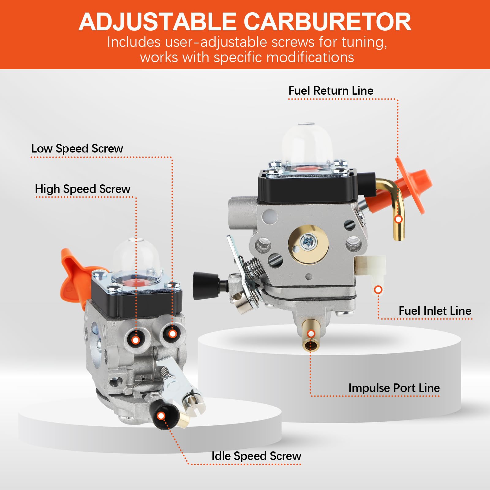 HUZTL Stihl FS110R carburetor inside view highlights precise diaphragms.