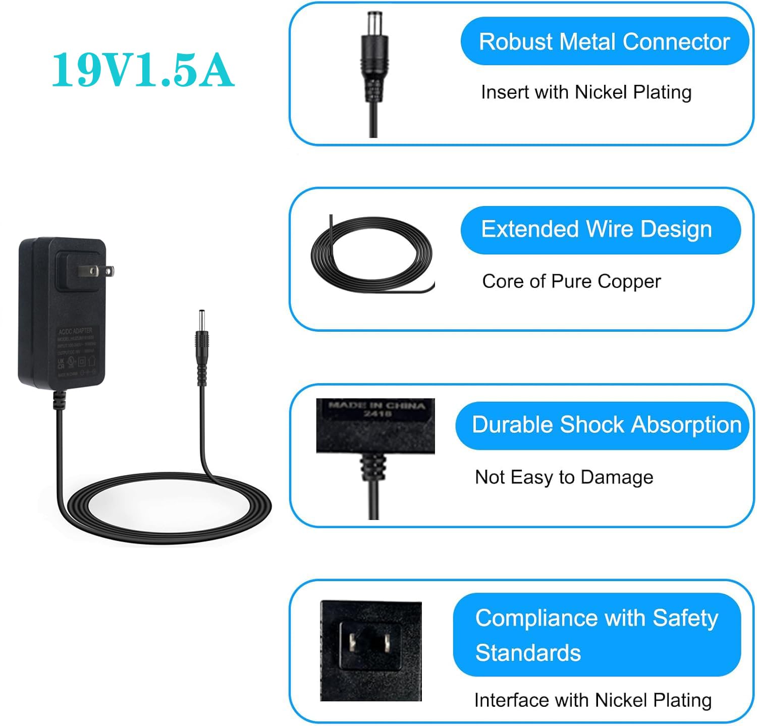 HUZUM 2m cable length allows flexible setup during charging.