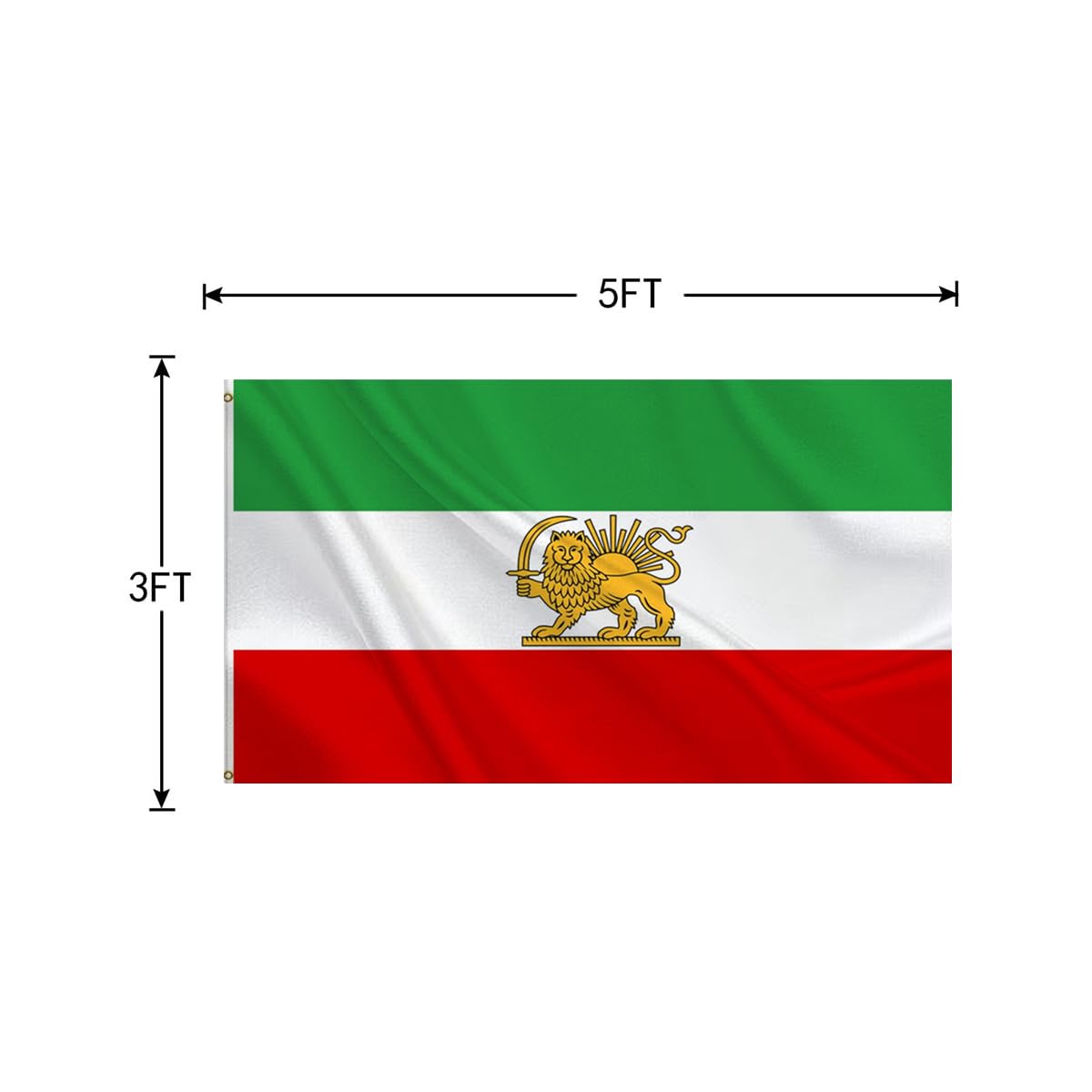 HVATL flag: Iran flag with brass grommets for indoor or outdoor use