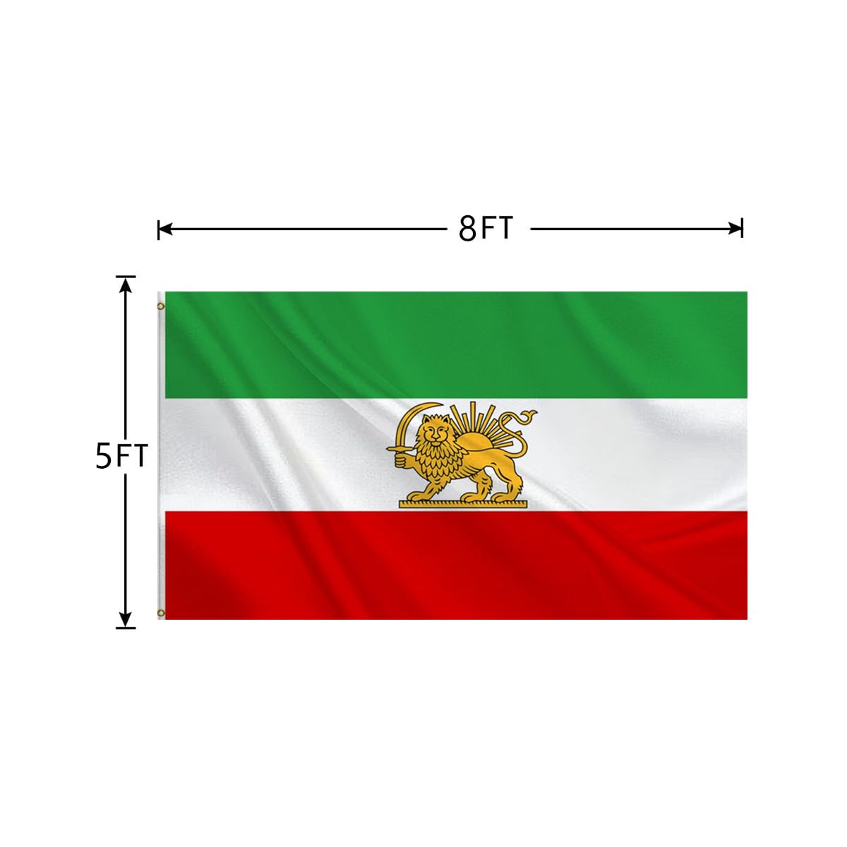 HVATLTL old Iran flag brass-grommets for secure hanging outdoors