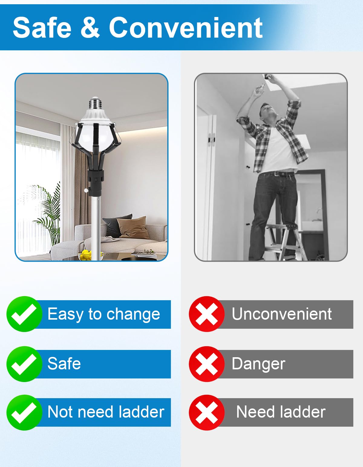 hveryppy light bulb changer suction cup head enables safe removal from high fixtures