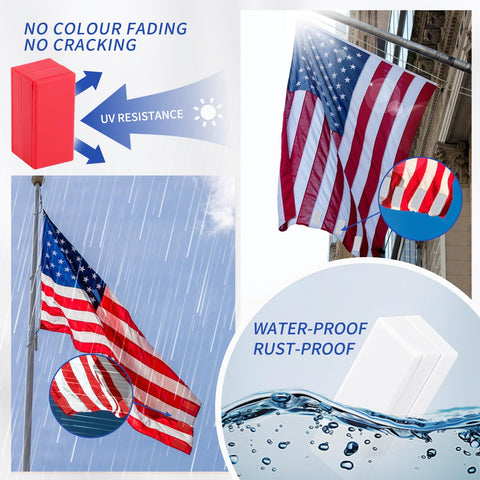 HVJ bottom-hem weights help prevent wrap-around and keep flags aligned.