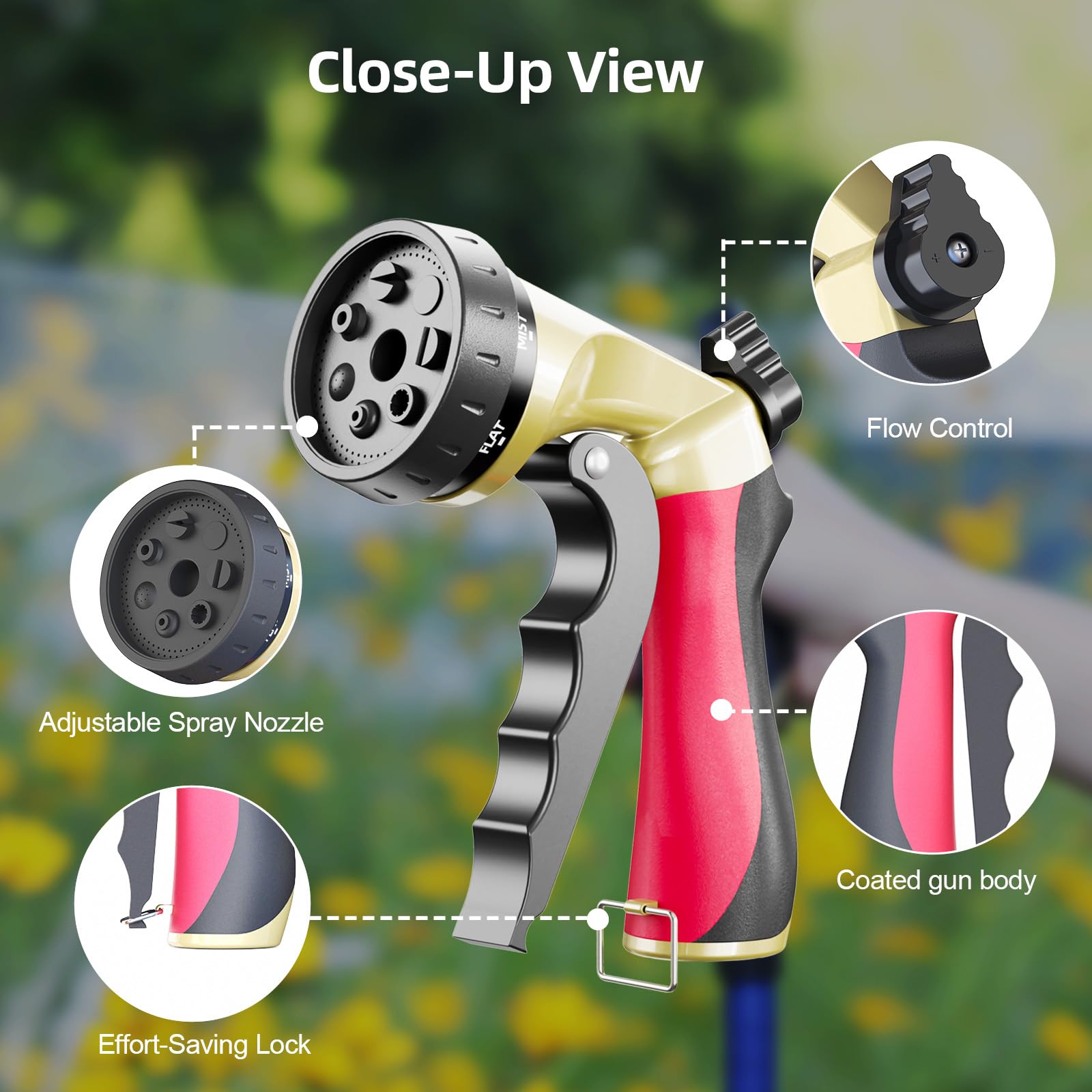 HVNPSH flow control knob adjusts pressure across spray settings.
