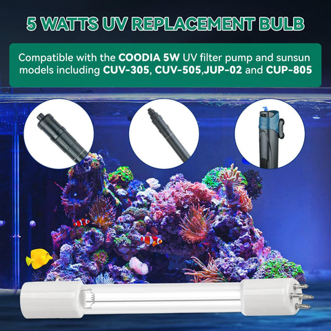 HWEIUA UV bulb demonstrates compatibility with COODIA and Sunsun filters.