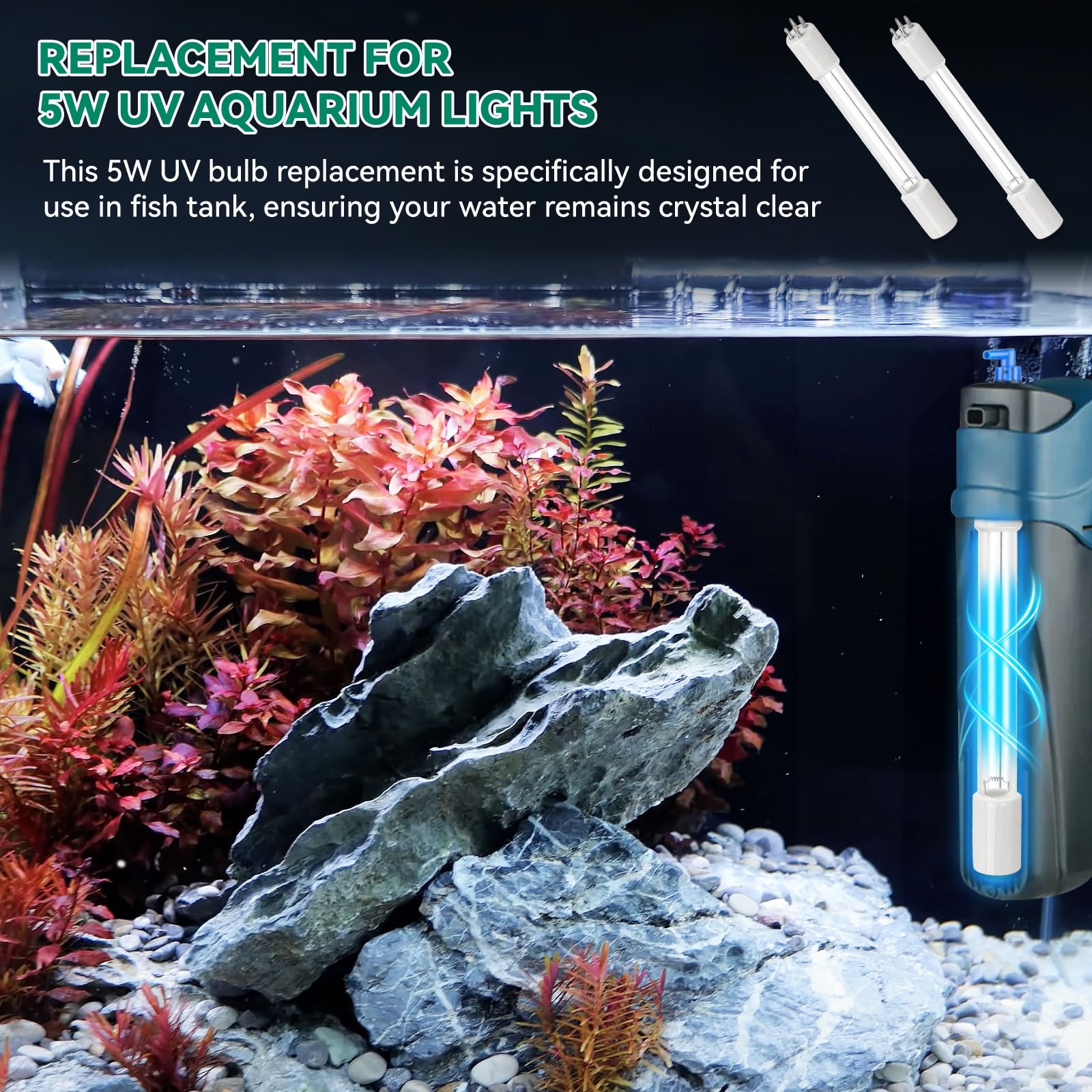 HWEIUA UV bulb suitable for freshwater and saltwater aquariums.