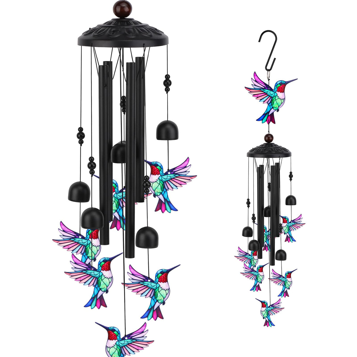 HWING hummingbird wind chime adding gentle outdoor ambiance and color to your garden