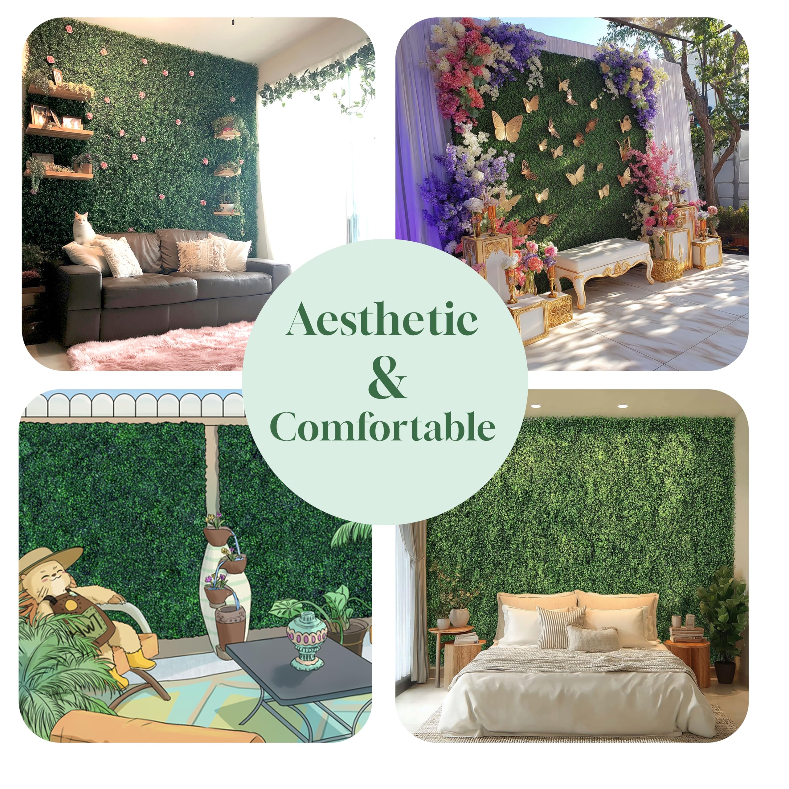 HWT dense boxwood panels provide privacy and a cooler shaded space