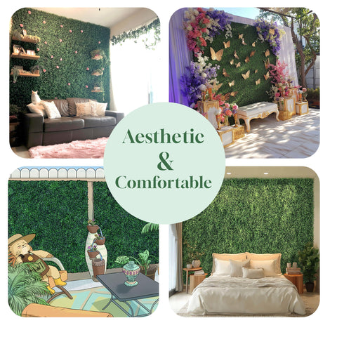 HWT dense boxwood panels provide privacy and a cooler shaded space
