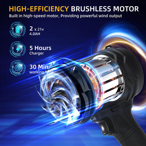 HX HECLX cordless blower with dual batteries offering long runtime for larger yards