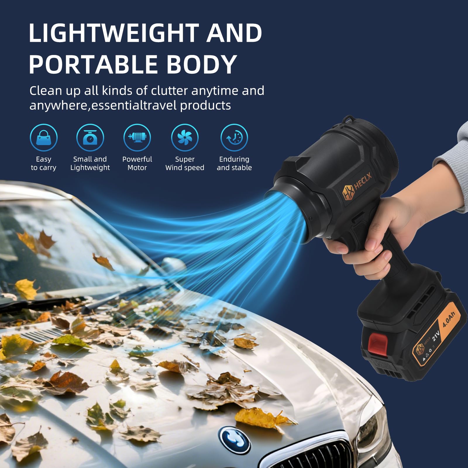 HX HECLX ultra-light blower enabling one-handed control for easy use