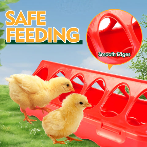HXIAOBANN 12-hole trough feeder reduces waste and keeps the brooder clean.