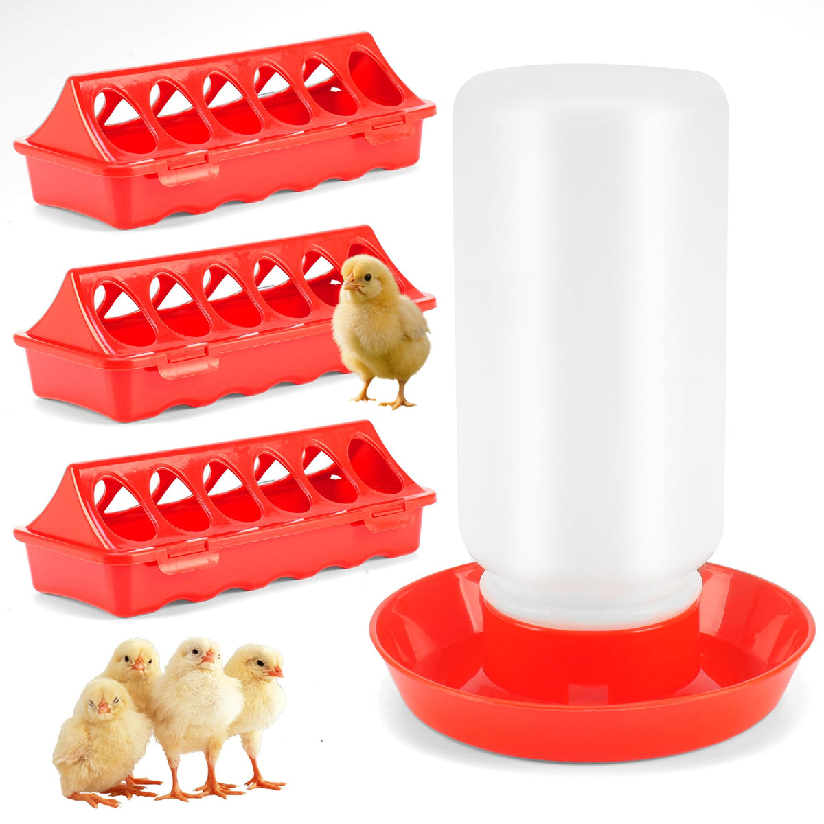 HXIAOBANN chick feeder with widened 6-inch base for many chicks.