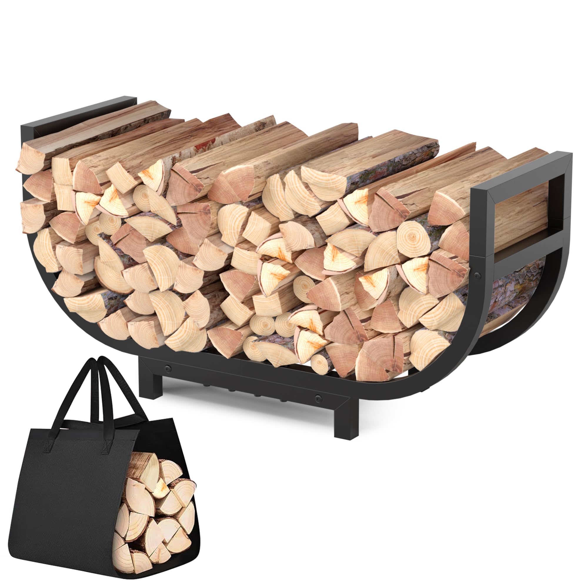 HXJLJY 34in firewood rack with wide design for easy access and dry logs