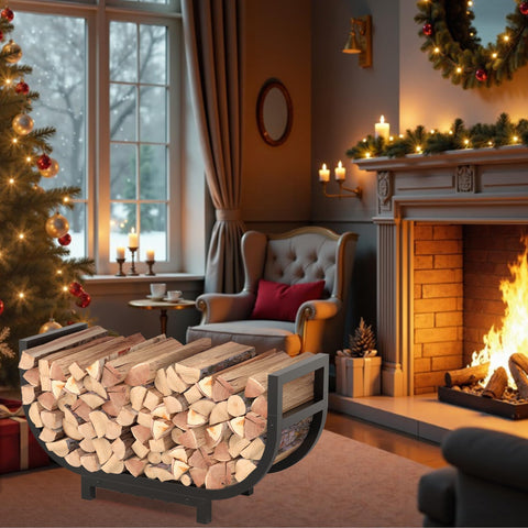 HXJLJY firewood rack with sturdy base and eight-screw stability for long-term use.