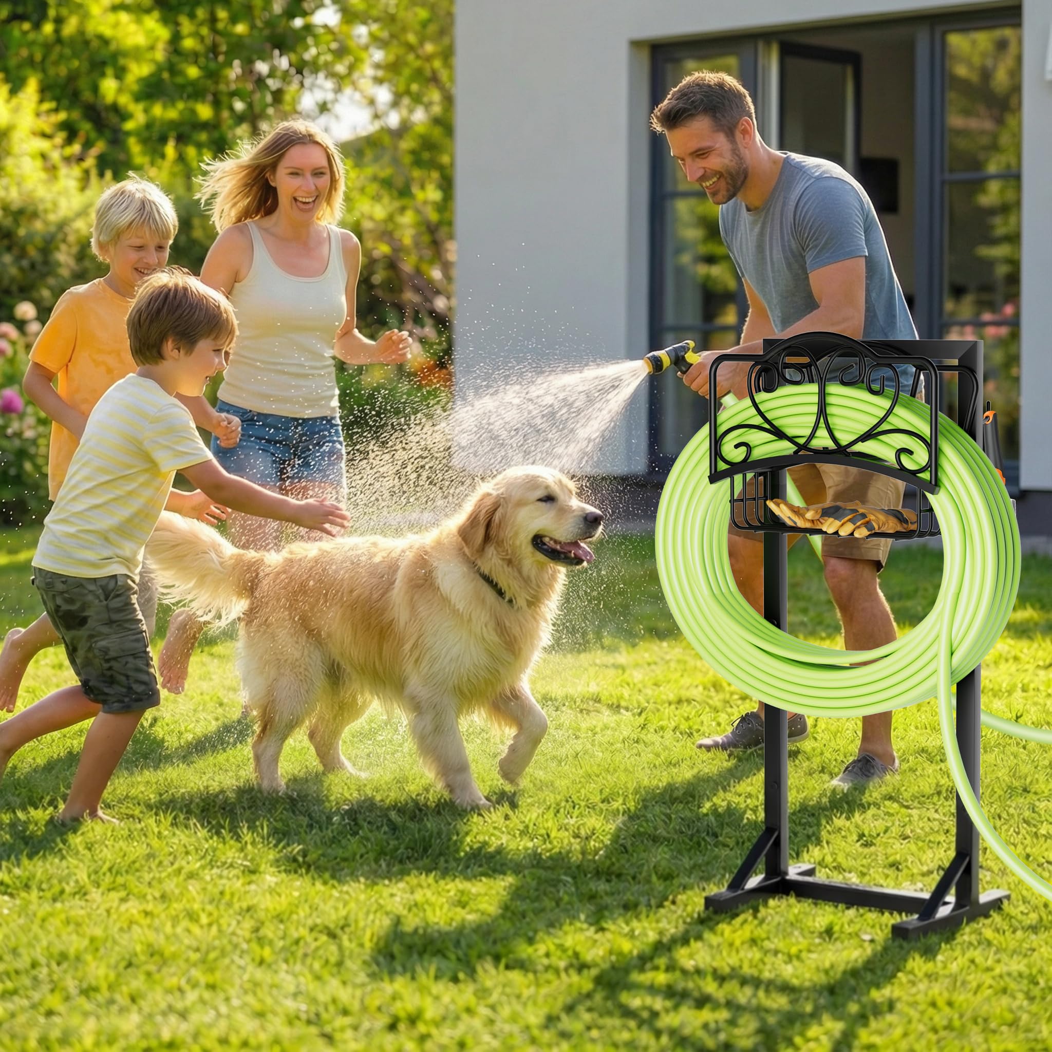 HXJLJY freestanding outdoor hose stand fits any yard.
