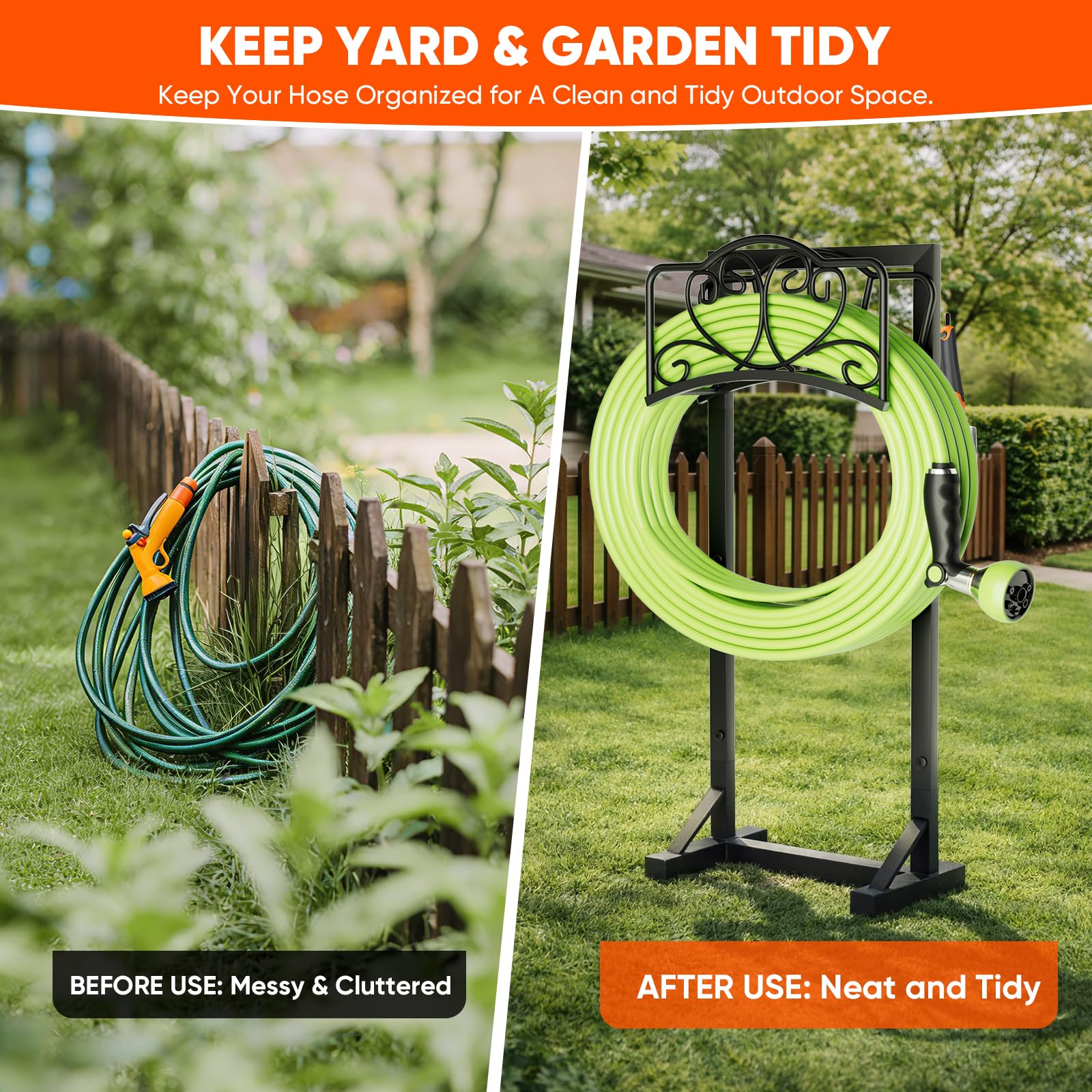 HXJLJY hose holder with ground spikes for stable outdoor placement