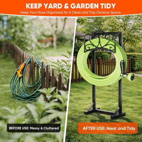 HXJLJY hose holder with ground spikes for stable outdoor placement