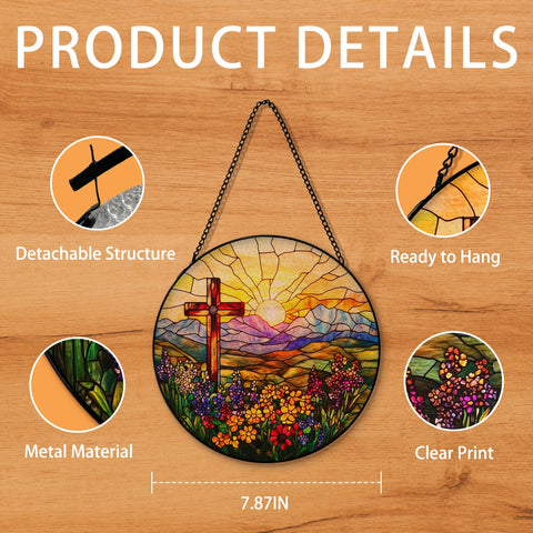 Hxlac Cross Flower Suncatcher gift packaging friendly; thoughtful present for homes and faith inspired spaces